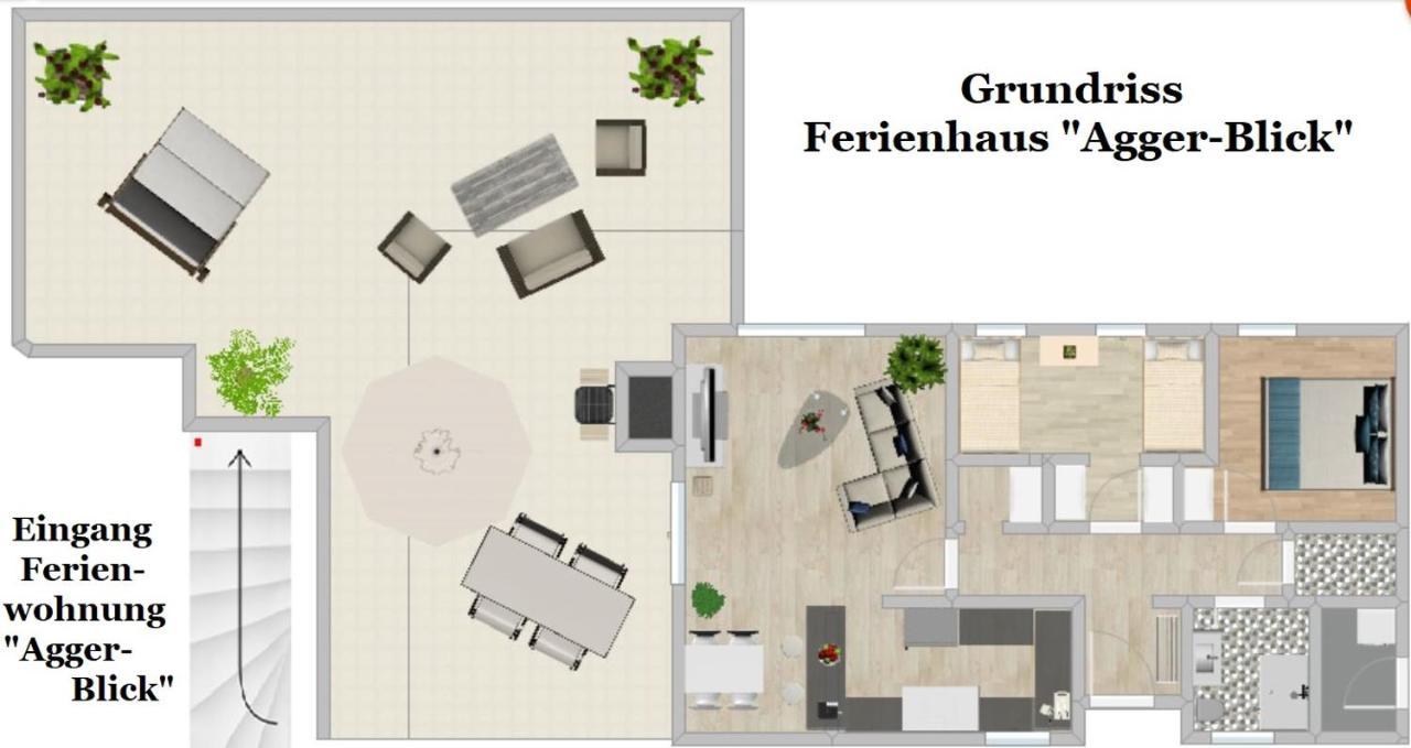 Seeblick-Ferienwohnung Im "Ferienhaus Agger-Blick" Mit Traumhafter Sonnen-Terrasse, Sauna, E-Kamin & Kajak Gummersbach Zewnętrze zdjęcie