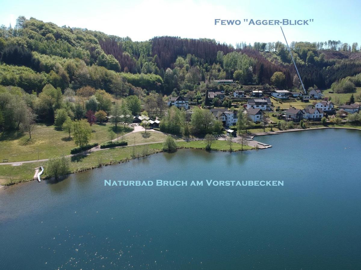 Seeblick-Ferienwohnung Im "Ferienhaus Agger-Blick" Mit Traumhafter Sonnen-Terrasse, Sauna, E-Kamin & Kajak Gummersbach Zewnętrze zdjęcie