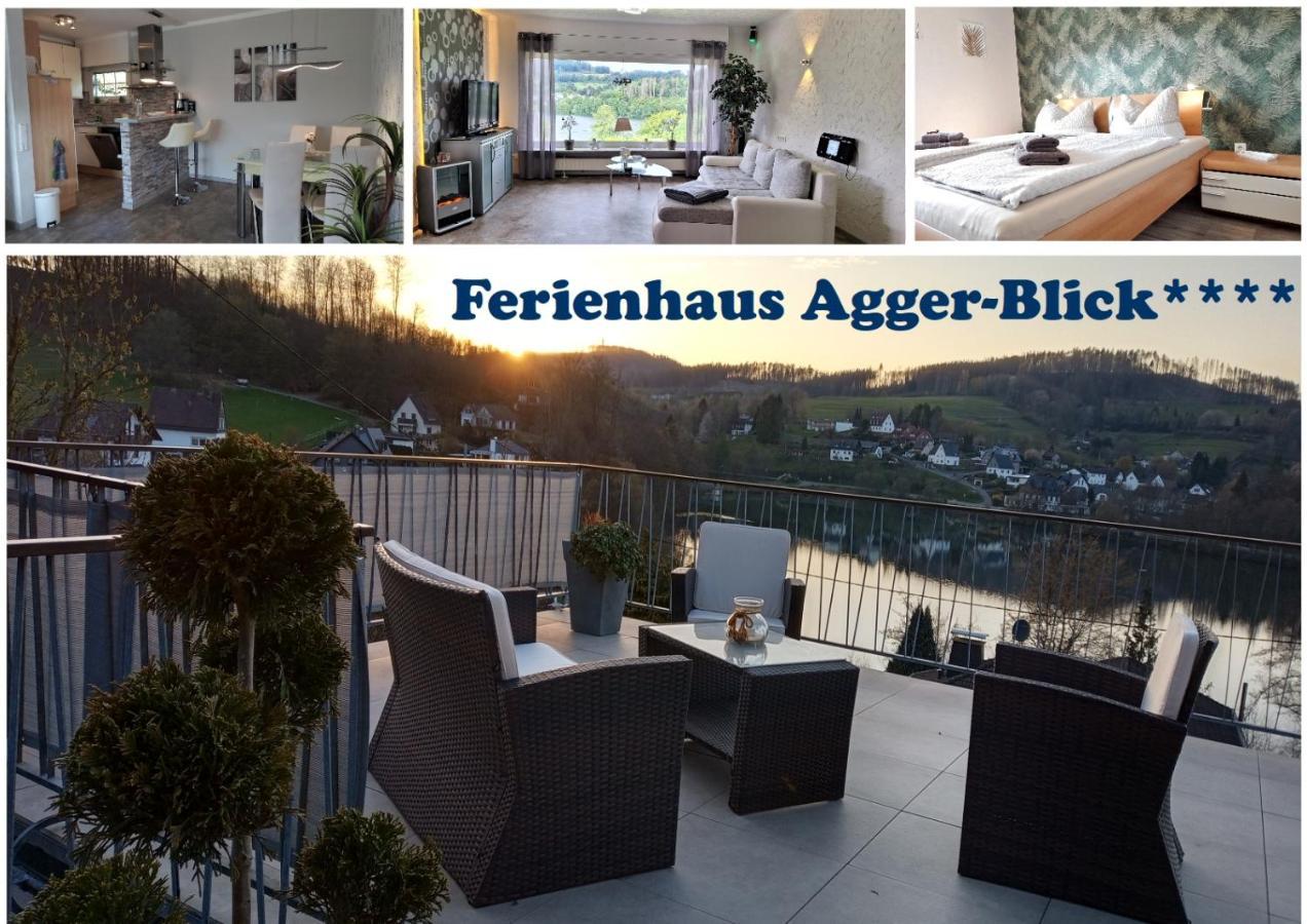 Seeblick-Ferienwohnung Im "Ferienhaus Agger-Blick" Mit Traumhafter Sonnen-Terrasse, Sauna, E-Kamin & Kajak Gummersbach Zewnętrze zdjęcie